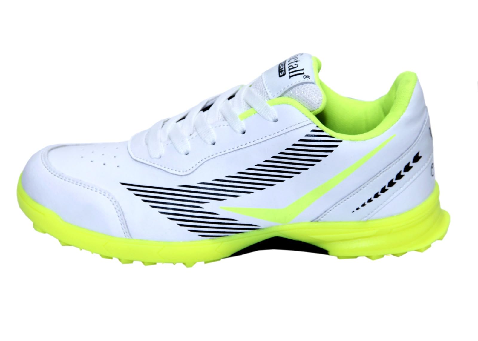 Victall Sports Cricket Shoes for Men and Boys, White with Neon Yellow Trim, Lightweight PU Upper, Lace-Up Style, High Top Athletic Footwear-image-38