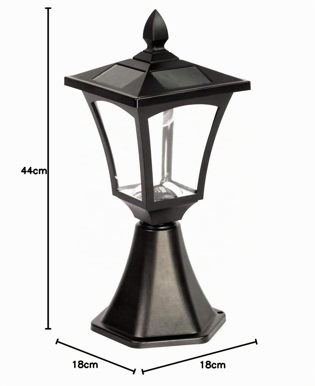 Festive Lights 42cm klassische Außen Solar Leuchte, schwarz, warmweiße LEDs, Solarleuchte Garten, Solar Laterne schwarz