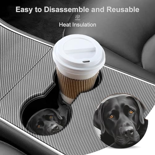 Portavasos para carro, diseño perro negro, 2 unidades miniatura 4