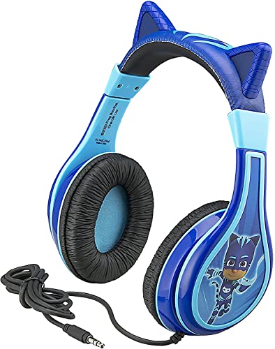 PJ Masks Catboy Kids Headphones, Adjustable Headband, Stereo Sound, 3.5Mm Jack, Wired Headphones for Kids, Tangle-Free, Volume Control, Childrens Headphones Over Ear for School Home, Travel