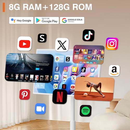 Image of 32-inch Smart Screen 4K Camera Portable TV |Wireless Portable TV on Wheels |Touch Screen Monitor | Android 13 OS (Support Google Store) Built-in Battery (5-8H) Full Swivel Rotation (8RAM+128GB)