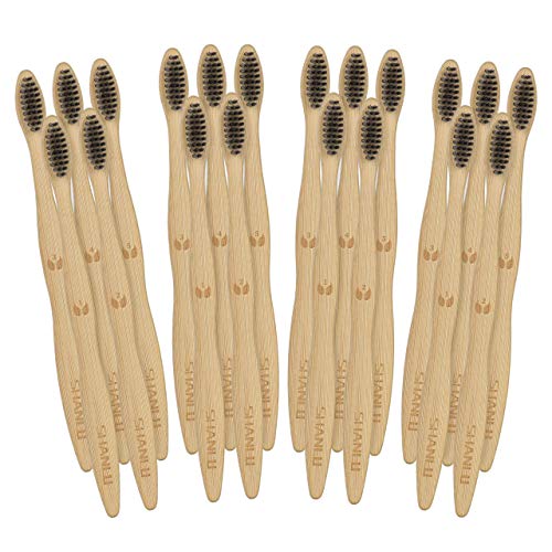 SHANLU Bamboo Toothbrush| Biodegradable Eco Friendly| Charcoal Soft Bristles | BPA Free | Packaging Fully Recyclable | Family 20 Pack