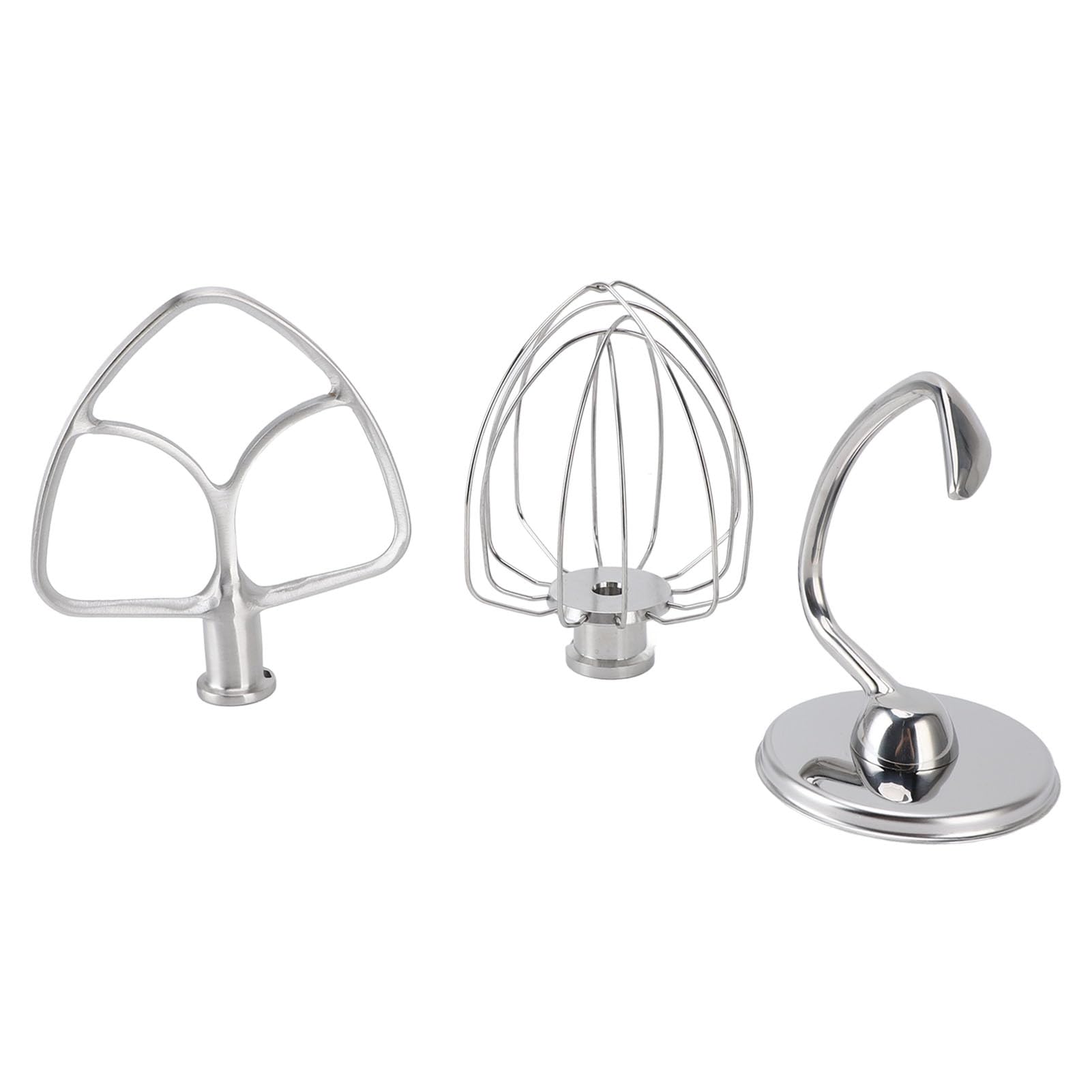 3-teiliges Standmixer-Aufsatz-Set, Edelstahl-Peitsche, Rührbesen, Teighaken für Küche, Backzubehör