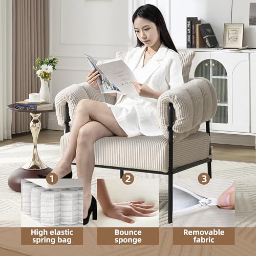 Sillón Plegable Terciopelo Beige miniatura 5