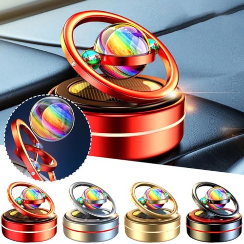 Yiokii Solar Rotating Aromatherapy, 2024 New Rotating Car Diffuser Dashboard Ornaments with 6 Aroma, Tablet Solar Car Air Freshener Auto Spin Car Air Purifier(Black) - Image 3