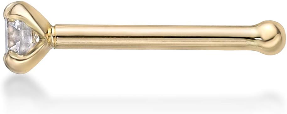 Lavari Jewelers 20 Gauge 0.01 to 0.07 Carat Lab Grown Diamond Straight Bone Nose Stud for Women - 14k Gold 1.3 to 2.7mm (D-E, VVS1-VVS2 to I2-I3, cttw) Nose Ring - Unisex Nostril Piercing Jewelry - Image 3