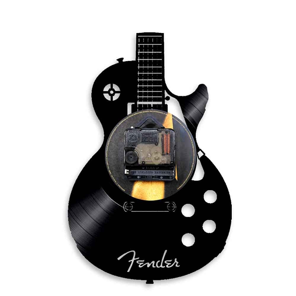 ELD Dia 30cm Telecaster Chitarra Disco in Vinile Orologio da Parete a LED Musica Rock Orologio Musicale Acustico telecomandato Chitarrista Decor Art with Light Friends Gift Remote Control Art Clocks