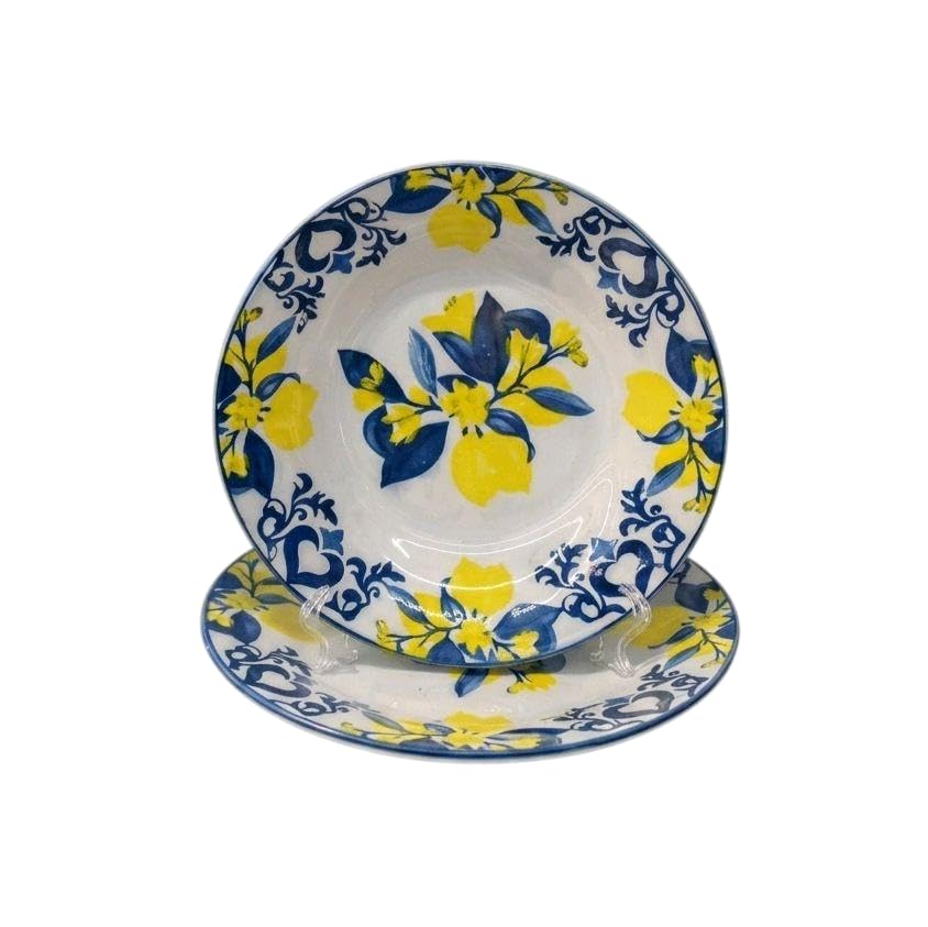 Set Piatti 12 Pezzi in Ceramica Artigianale – Servizio da Tavola Completo per 6 Persone (6 Piatti Piani + 6 Piatti Fondi) – Design Estivo Ideale per Uso Quotidiano e Occasioni Speciali (Sorrento 2)