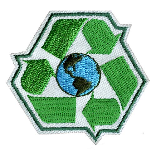 Go Green Recycling Earth Embroidered Iron On Patch