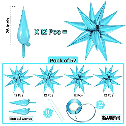 KatchOn, Light Blue Star Cones, 26 Inch - Pack of 50, Turquoise Starburst Balloon for Winter Decorations, Baby Shower, Christmas, Unisex, Number of Pieces 62 by KatchOn - Used condition - Image 3