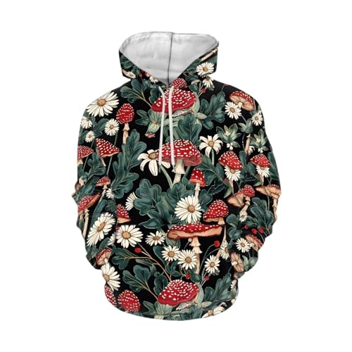 Image of Forchrinse Green Palm Tree Sea Beach Mens Hoodies Pullover Long Sleeve Fleece Hoodie Cozy Sport Casual Outwear