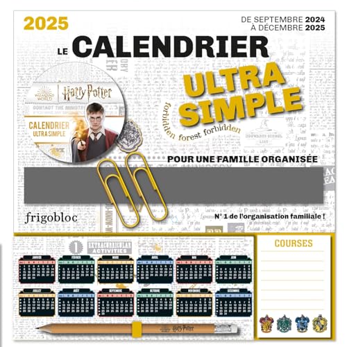 Frigobloc Mini Calendrier Ultra Simple Harry Potter (de sept. 2024 à déc. 2025)
