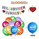 Willkommen Zuhause Deko mit Herzlich Willkommen Girlande und Luftballons, Herzlich Willkommen Zurück Ballon Bunte, Welcome Home Party Deko, Welcome Back Ballons für Babyshower,Hochzeit, Familie Partei