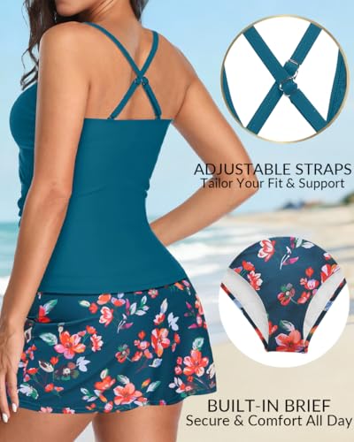 Image of Talisea Womens Tankini Bathing Suits with Skirt Two Piece Tummy Control Swimsuits Ladies Swimwear