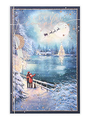 Clintons: Tarjeta de Navidad para pareja en invierno con escena de agua