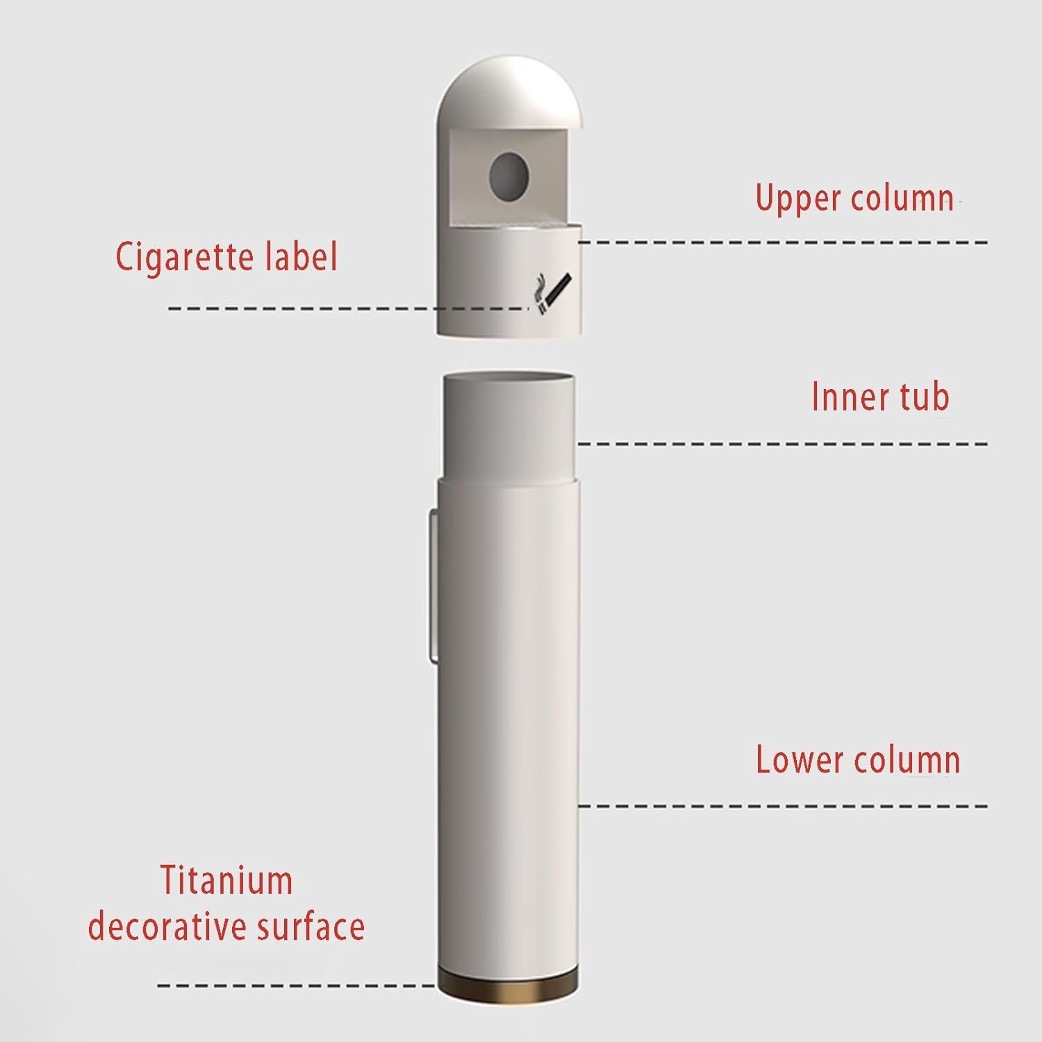 Wall Mounted Ashtray, Stainless Steel Cigarette Butt Container With Inner Bucket, Removable Cigarette Butt Receptacle, for Restaurant, Hotel(Black)