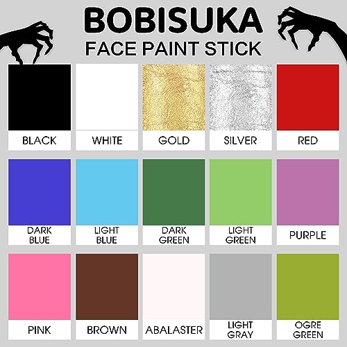 BOBISUKA-Face-Body-White-Paint-Stick-Clown-Makeup-Eye-Black-Sticks-for-Sports-White-Foundation-Face-Painting-Kit-for-Halloween-Skeleton-Vampire-Mime-Skull-Joker-Special-Effects-Cosplay-SFX-Costume