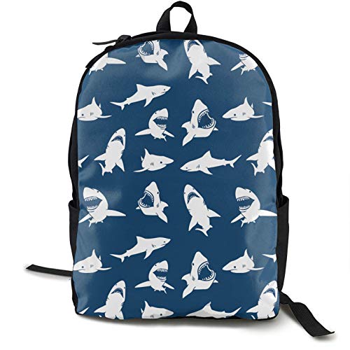 Preisvergleich Produktbild Männer Frauen Schädel Katze Mond Gotisches Muster Schwarzer Rucksack Mehrzweckrucksäcke Stilvoller Laptop-Rucksack für College, Schule, Business, Arbeit, Dayparks Hai Heftige Blaue