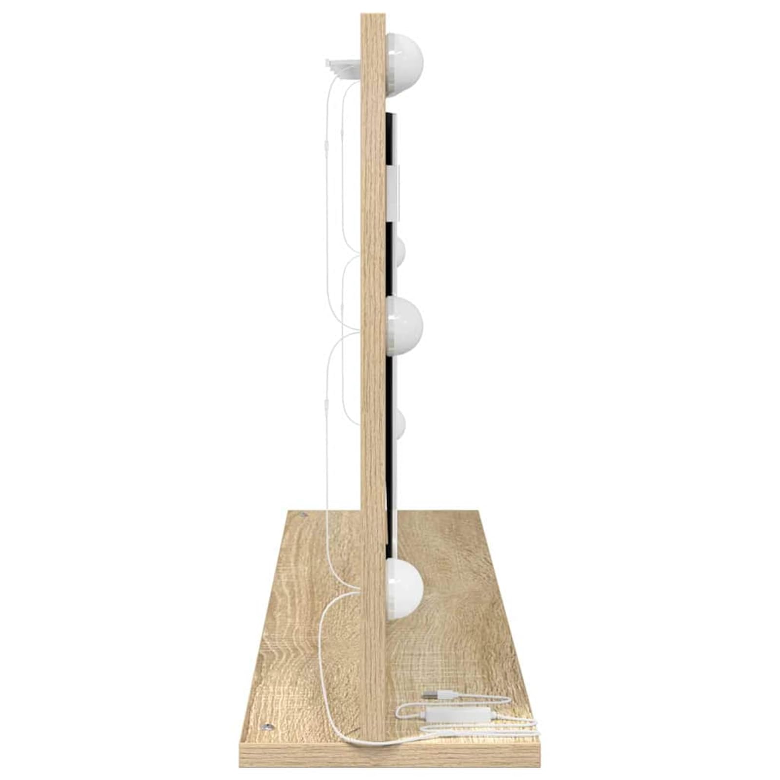 Gecheer Kosmetikspiegel Sonoma Eiche Holzwerkstoff, Glas 80 x 45 x 18 cm, Deko Spiegel Bathroom Mirror für Badezimmer Make-up Rasur Wohnung Hotel868319