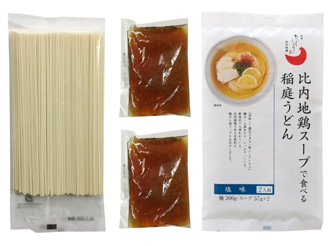 比内地鶏スープで食べる稲庭うどん 塩味