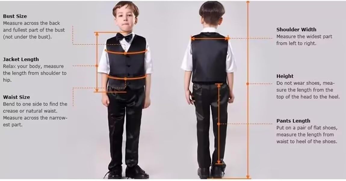 ORBITRAY Boys Suits Tuxedo Children Blazer Vest Pants for Wedding Teenager Kids Formal Ceremony Evening Party Performance