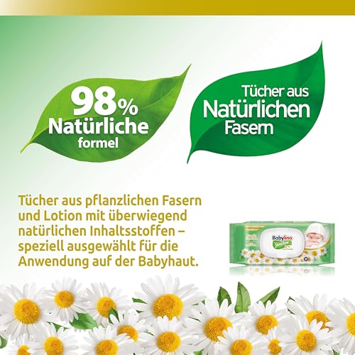 Babylino Sensitive Baby Tücher 0% Duft, 98% natürliche Formel, die den pH-Wert der Haut wiederherstellt, 3 Packungen mit Frischeverschluss… – Ansicht 2