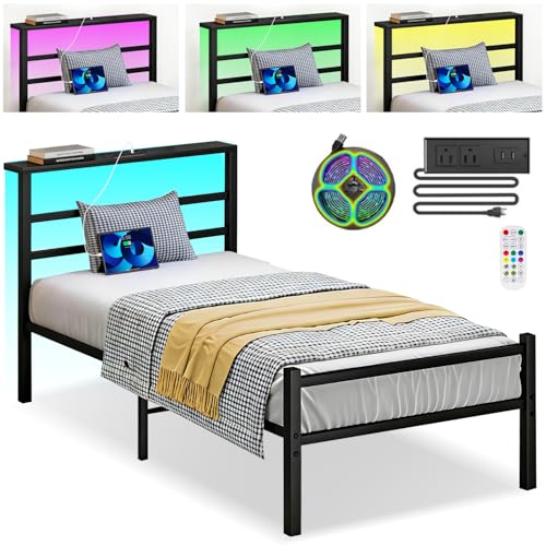 Opiniones de Estructuras de cama , listamos los 10 mejores. 50 ASECAM Base de Cama Individual con Almacenamiento y Luces LED - Estructura de Cama Metalica Sólida 197x99cm, Cabecero con Estante, 4 Puertos de Carga USB/Tipo-C, Soporte 400kg,...