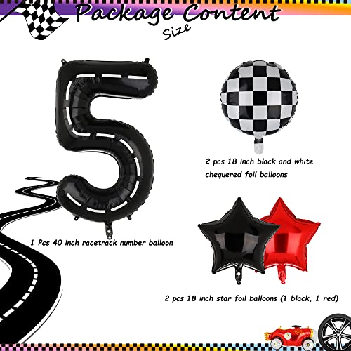 Race Car Birthday Balloons 40 Inch Racetrack Number Balloon 5 Black Boys 5St Birthday Race Car Theme Party Decor Supplies 5 Pcs #TOP1
