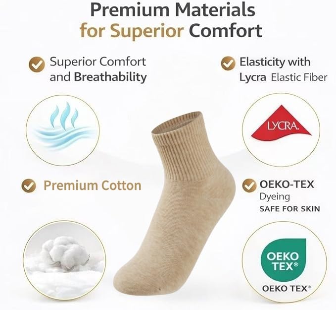 Image of Women's Quarter Crew Socks, Lightweight Casual Above Ankle Socks for Women, Breathable Smooth Toe