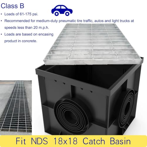 Image of Galvanized Steel Drain Grate, Driveway Channel Cover 18x18 in
