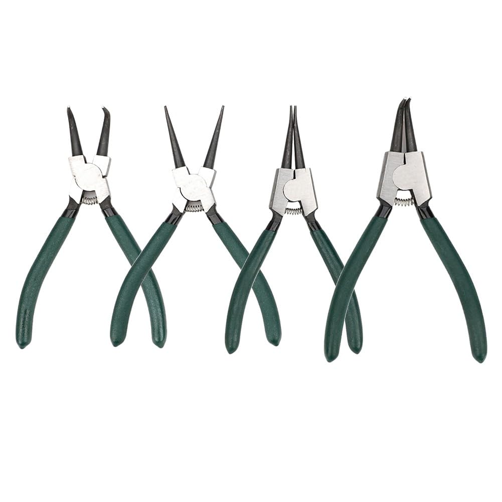 Set di pinze per anelli elastici da 17,8 cm, strumenti per rimozione anelli elastici interni ed esterni, strumenti per anelli di fissaggio in acciaio ad alto tenore di carbonio per lavori manuali di