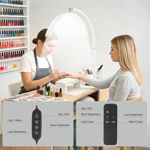 Image of Half Moon LED Floor Light - Professional Shadow-Free Lamp for Lash Techs, Estheticians & Tattoo Artists | Remote Control & Dimmable for Eyelash Extensions, Nail Art, Home & Office