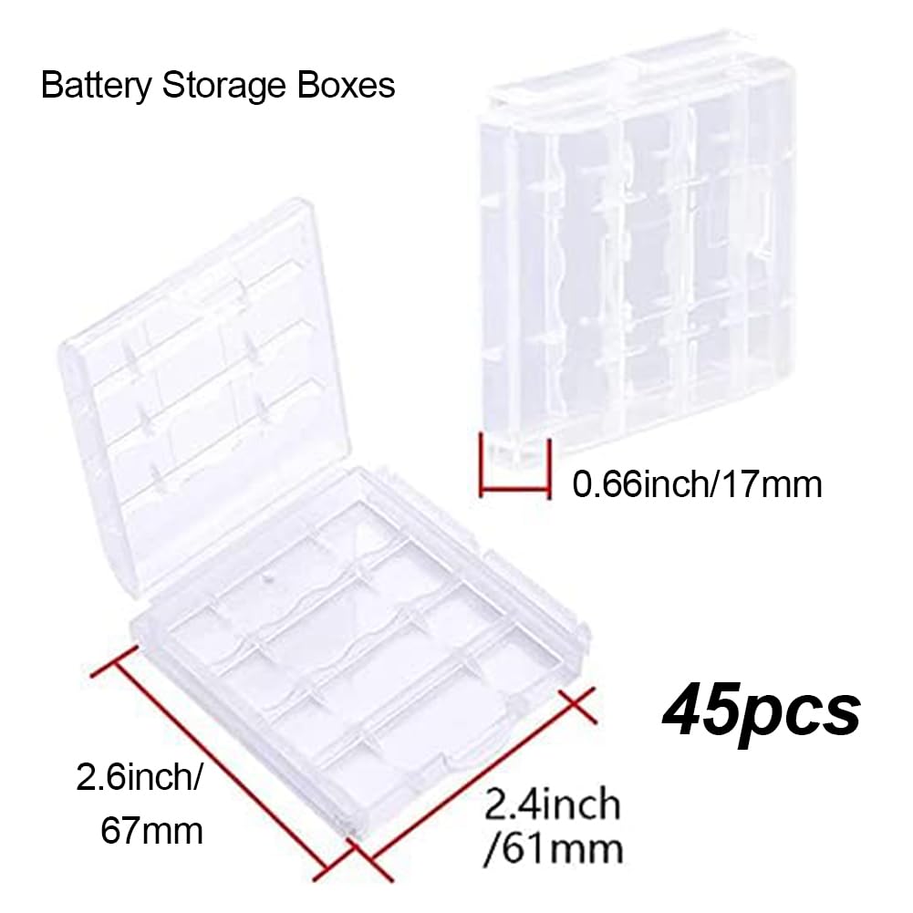 Caja de Batería de Plástico,Caja de Plásticode Translúcido,Contenedor de Batería, Organizador para Pilas,para AA/AAA Baterías Almacenamiento (12)