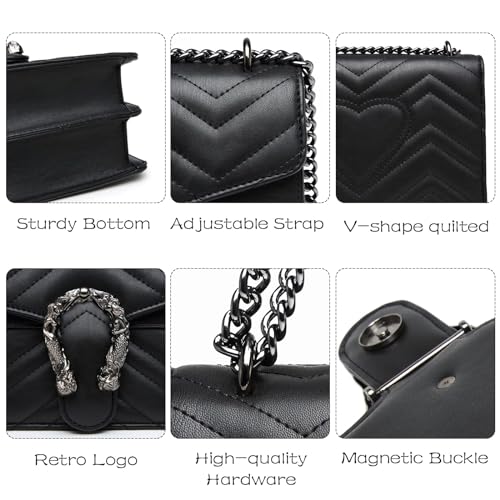 Image of MYHOZEE Crossbody Bags for Women - Snake Printed Clutch Purses Leather Chain Shoulder Bags Evening Handbags