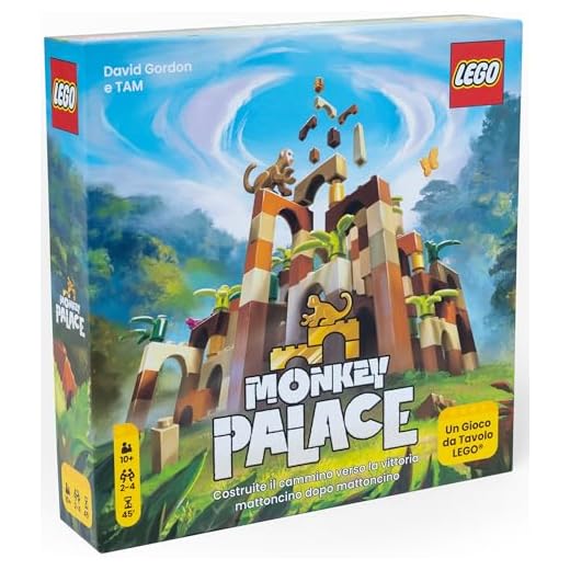 Asmodees - Monkey Palace: Gioco da tavolo LEGO - Costruisci la tua strada verso la vittoria mattone dopo mattone! Gioco di costruzioni con mattoncini, 10+, 2-4 giocatori, 45 min. Ed. in ITALIANO.