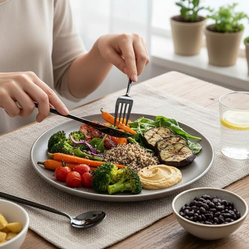 Image of 20 Pcs Black Slim Handle Stainless Steel Cutlery Set for Dining Table with Spoons and Forks Set + Butterknives - The Perfect Tableware /Flatware