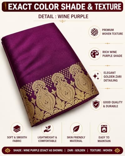 Image of Women's Glory Satin Silk Saree Plain Soft Shiny Elegant Party Traditional Ethnic