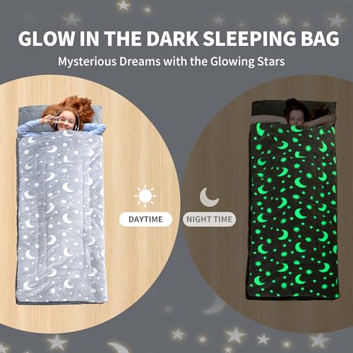 HOMBYS Glow in the Dark Sleeping Bags for 10~12 Years Old Kids, 84