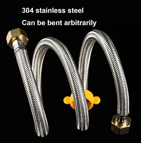 Qrity 2 Pieces G 1/2" x G 1/2" Stainless Steel Braided Hose Flexible Water Plumbing Pipe for Bathroom Toilet Taps Kitchen Sink Water Inlet Hoses - Image 3