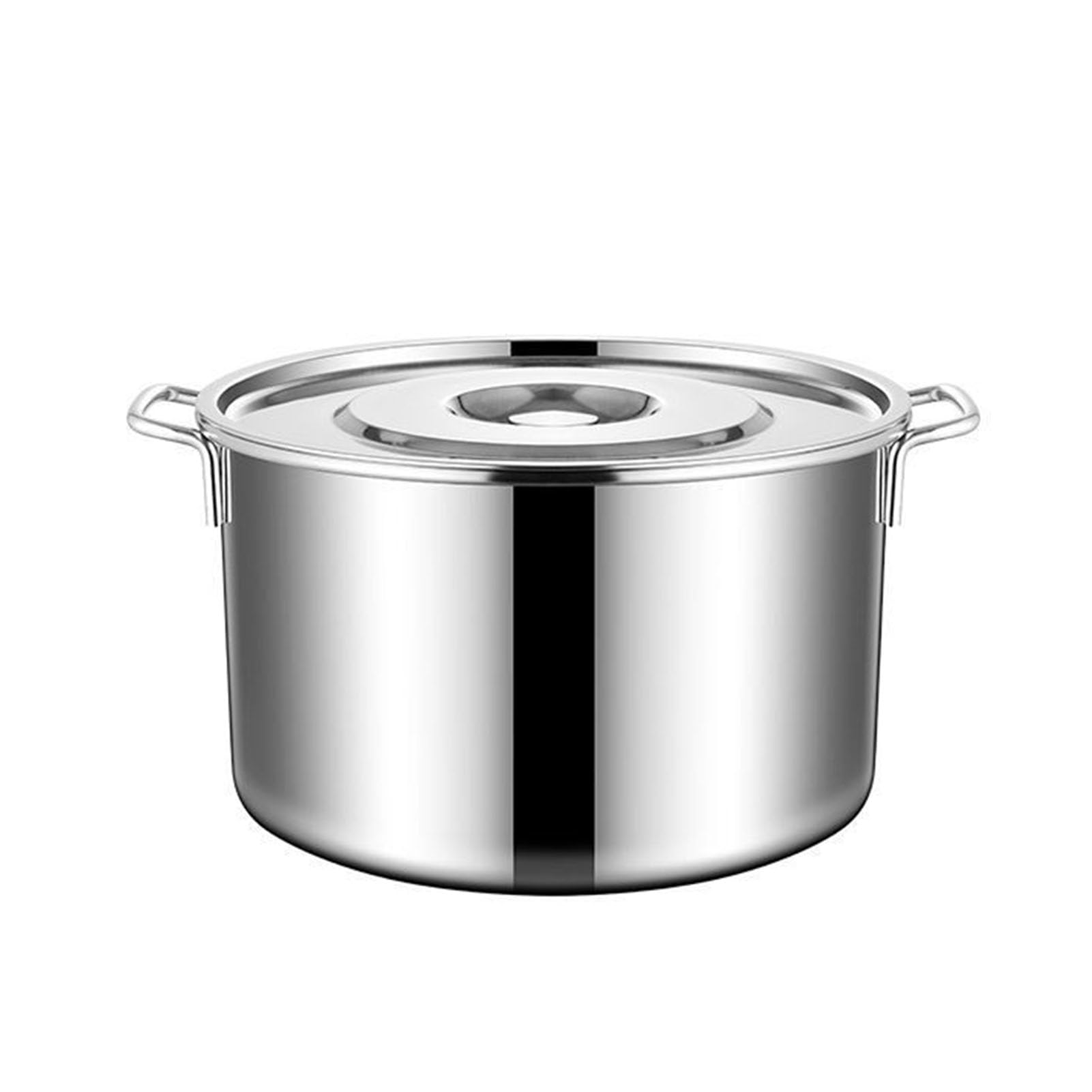 Olla de acero inoxidable, olla de sopa de gran capacidad con tapa, calentamiento uniforme, fácil de limpiar, 45 cm, asas dobles para una elevación segura, cocina multifuncional