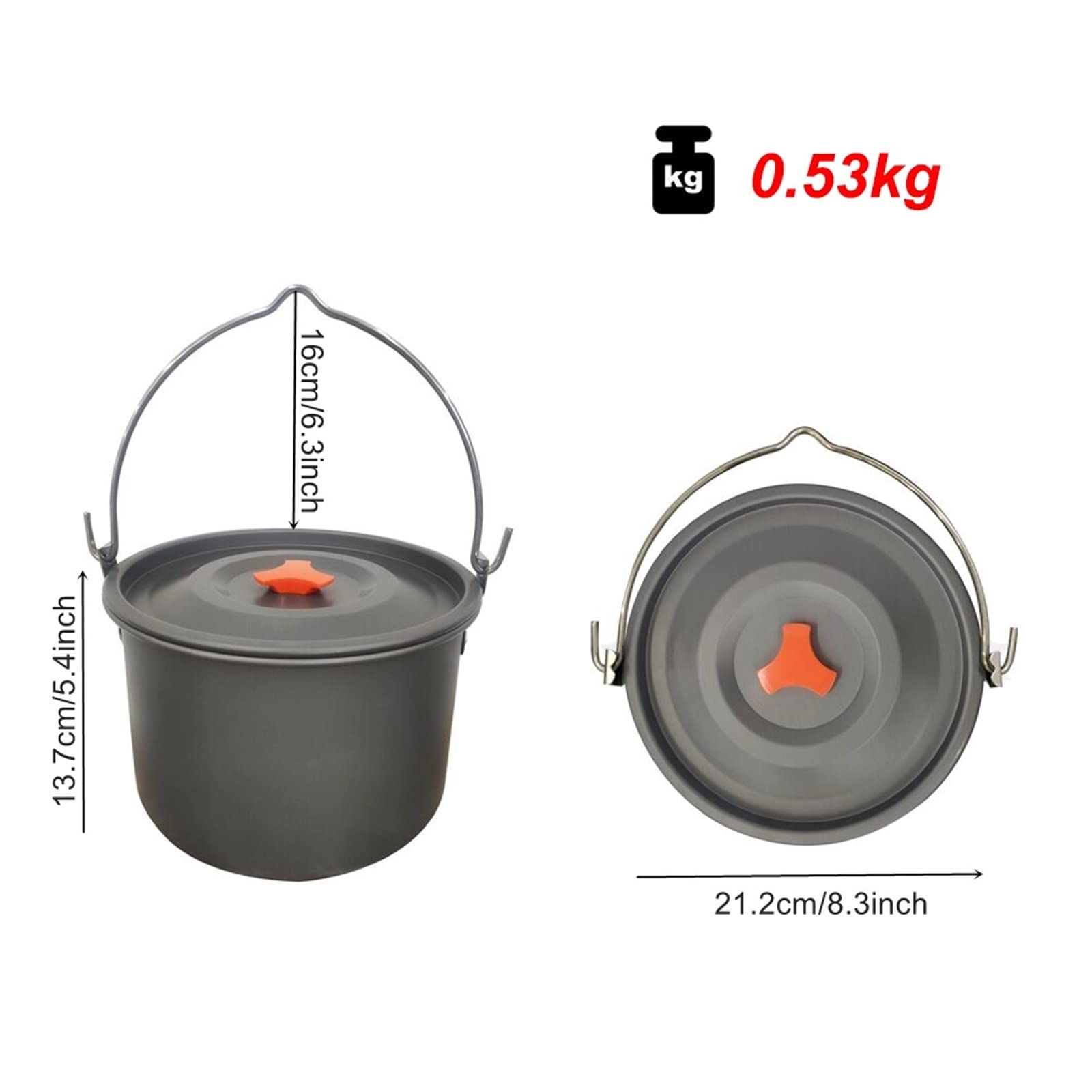 Generico Compatibile for 4-6 Persone, Campeggio all'aperto, Padella Antiaderente, pentola sospesa, calderone da Picnic Portatile, Squadra falò