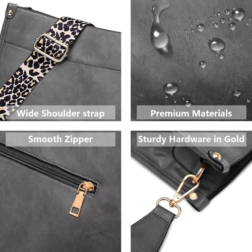 Image of AUYOCO Vegan Leather Crossbody Bags for Women, Crossbody Purse with Guitar Strap Zipped Pockets Handbag Shoulder Bag