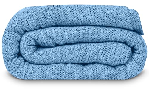 Linteum Textile Supply Leno Weave Blue Blanket,...