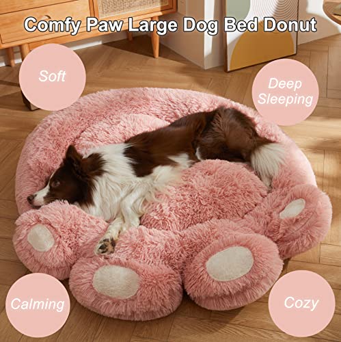 Jiupety Large Dog Bed Plush, Round Calming Donut Dog Bed, Up To 60 Lbs, Flush And Fluffy Large Dog Bed, Comfy And Cozy Dog Bed, Xxl Size (40"X40") Pink Large Dog Bed #TOP4