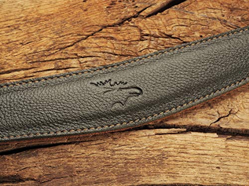 EDDYCAM 0639 Elchleder Kameragurt, 60mm breit, Olive/Natur. Ergonomischer Tragegurt für Spiegelfreie, Spiegelreflex… – Bild 3