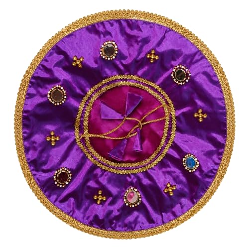 Veena creations Decorative Purple Potli Bag with Gold Lace Border, Embellished with Gems and Mirror Work-image-6
