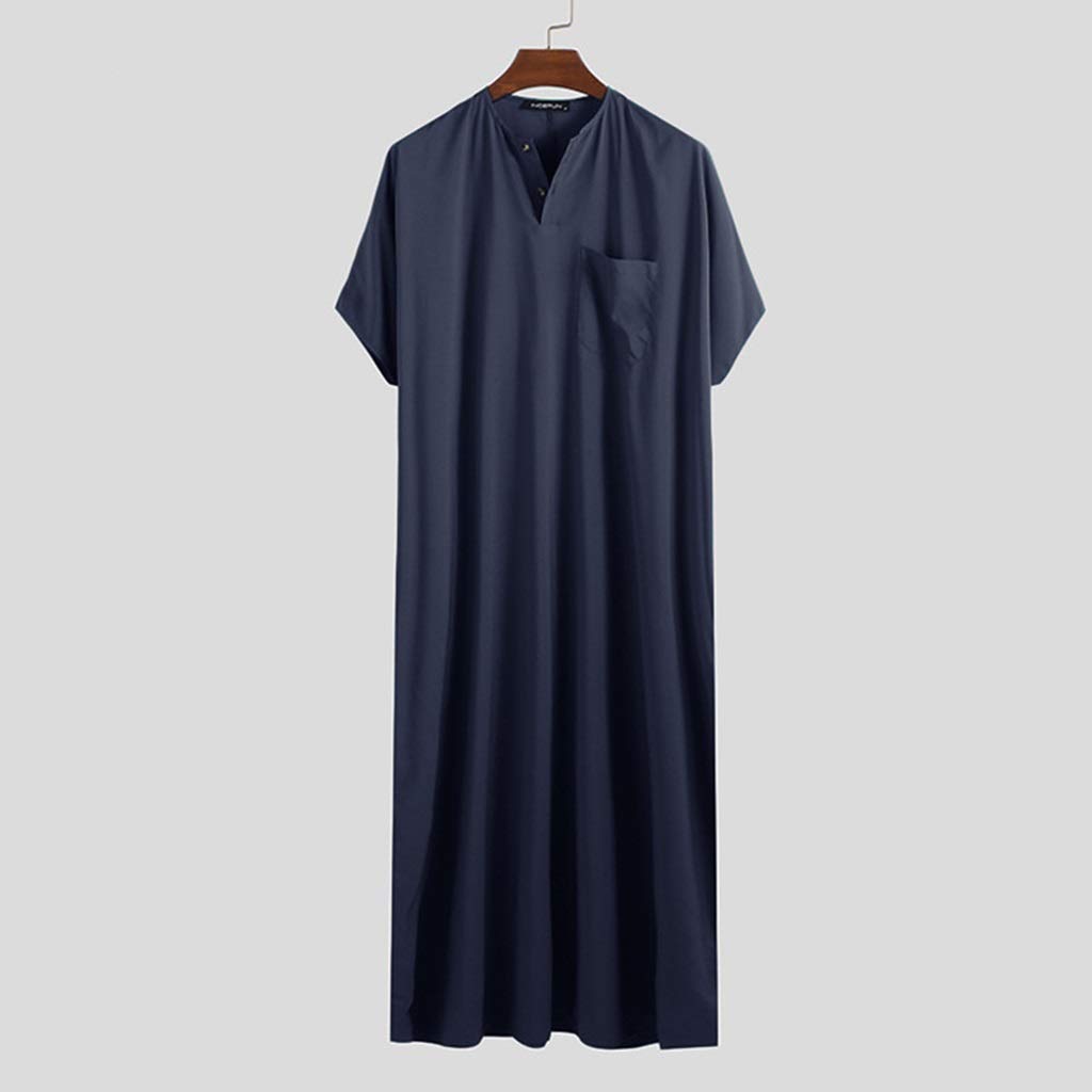 Camicia Da Notte Estiva Uomo Oversize - Morbido Pigiama A Maniche Corte Con Scollo A V - Vestibilità Ampia E Comoda Taglie Forti - 2