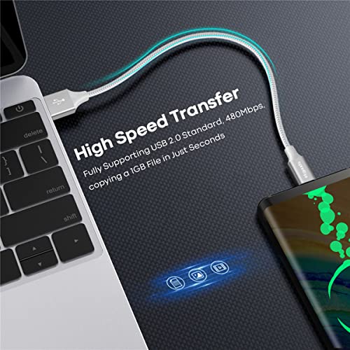 image for etguuds USB to USB C Cable 1ft, 2-Pack USB A to Type C Charger Cord Fa