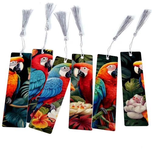 Marque-page à pompons oiseau exotique pour livre et agenda
