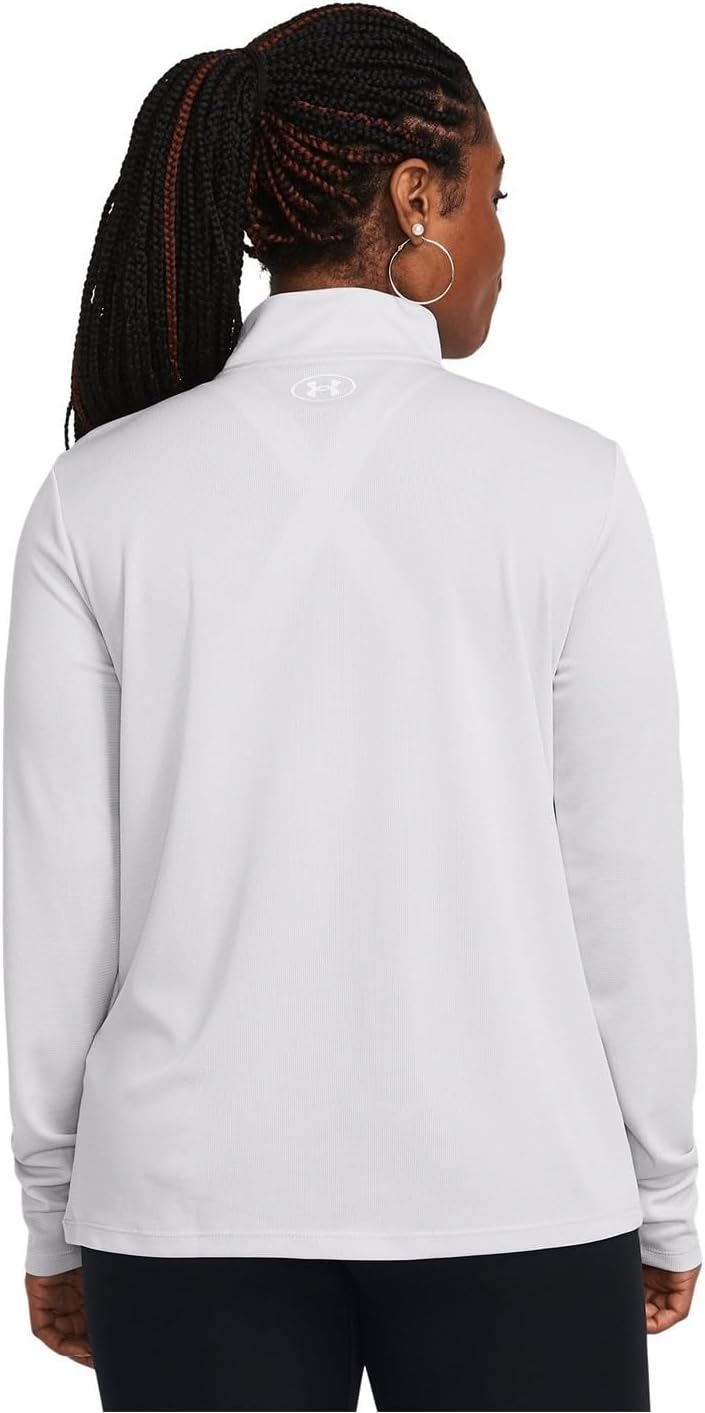 Under Armour Women's Standard Tech Textured 1/2 Zip, Halo Gray/White - Image 3